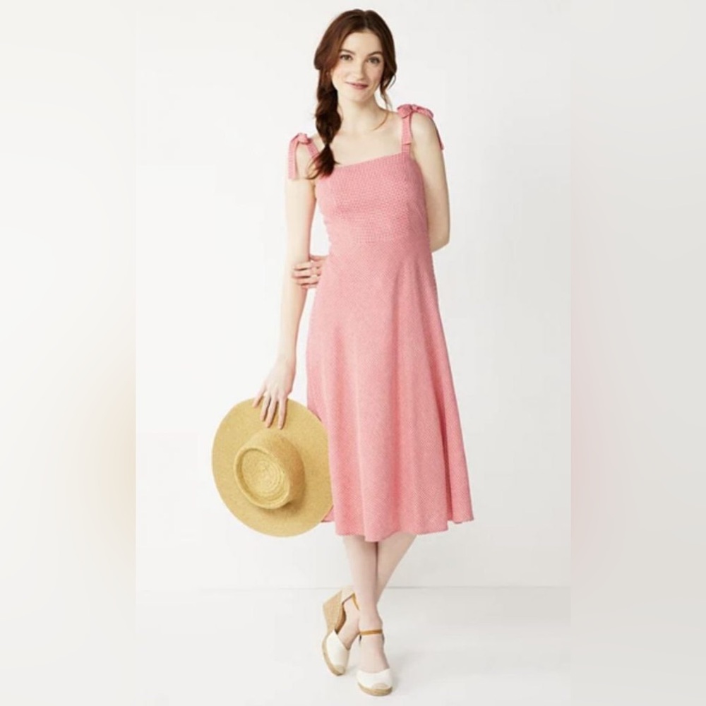 DRAPER JAMES RSVP | Bow Strap Midi Dress Cherry Gingham XL